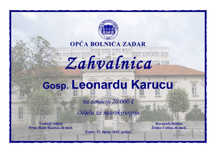 DONACIJA ODJELU ZA NEUROKIRURGIJU